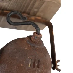 QAZQA Küchenlampen|Wandstrahler*Industriespot rostbraun mit Holz kippbar - Gina