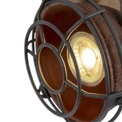QAZQA Küchenlampen|Wandstrahler*Industriespot rostbraun mit Holz kippbar - Gina