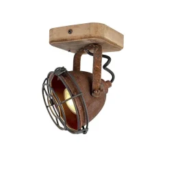 QAZQA Küchenlampen|Wandstrahler*Industriespot rostbraun mit Holz kippbar - Gina