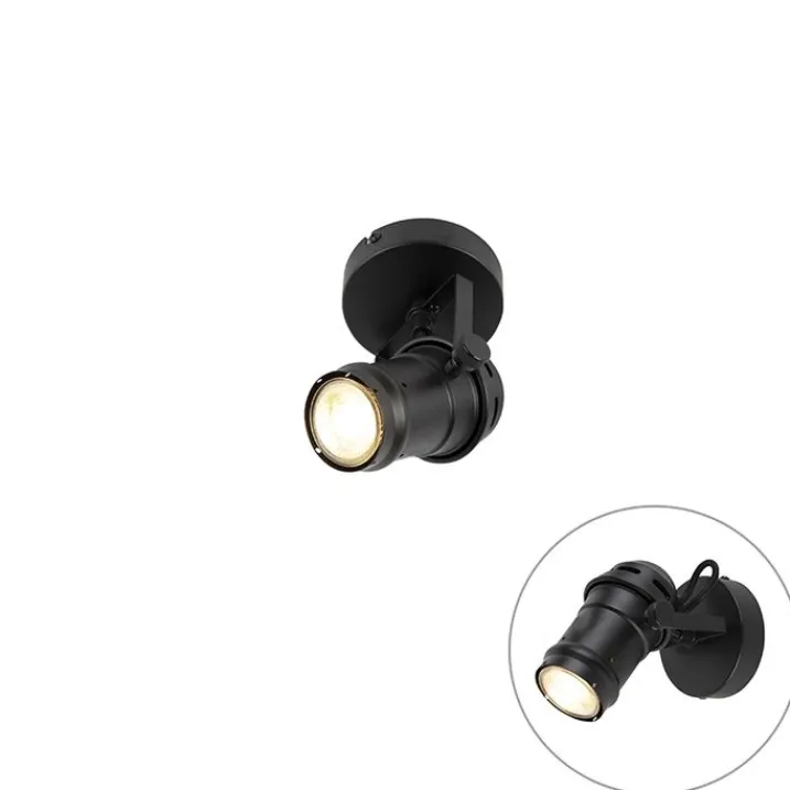 QAZQA Wandstrahler|Deckenstrahler*Industriespot schwarz dreh- und schwenkbar ohne Schirm - Movie