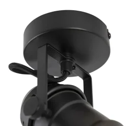 QAZQA Wandstrahler|Deckenstrahler*Industriespot schwarz dreh- und schwenkbar ohne Schirm - Movie