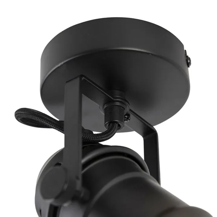 QAZQA Wandstrahler|Deckenstrahler*Industriespot schwarz dreh- und schwenkbar ohne Schirm - Movie