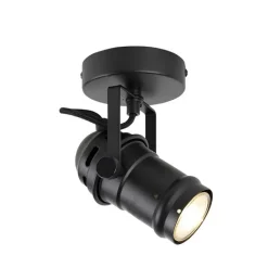 QAZQA Wandstrahler|Deckenstrahler*Industriespot schwarz dreh- und schwenkbar ohne Schirm - Movie