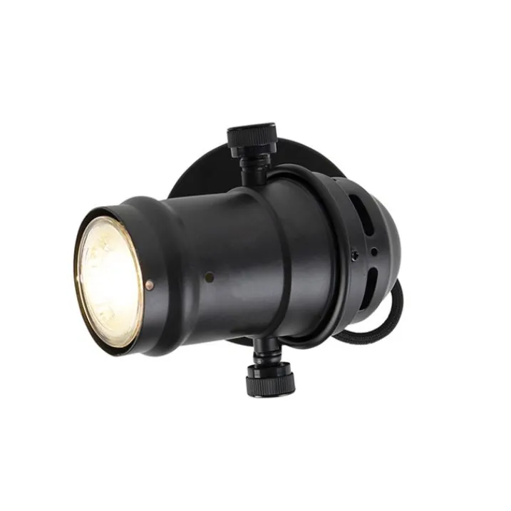 QAZQA Wandstrahler|Deckenstrahler*Industriespot schwarz dreh- und schwenkbar ohne Schirm - Movie