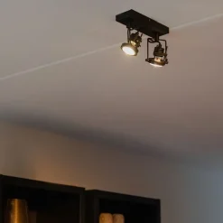 QAZQA Deckenstrahler|Aufbaustrahler*Industriespot schwarz 2-flammig - Suplux