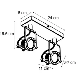 QAZQA Deckenstrahler|Aufbaustrahler*Industriespot schwarz 2-flammig - Suplux