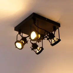 QAZQA Deckenstrahler|Aufbaustrahler*Industriespot schwarz 4-flammig - Suplux