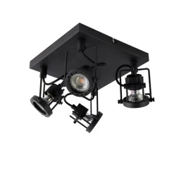 QAZQA Deckenstrahler|Aufbaustrahler*Industriespot schwarz 4-flammig - Suplux