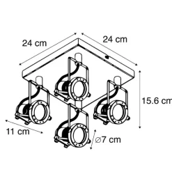 QAZQA Deckenstrahler|Aufbaustrahler*Industriespot schwarz 4-flammig - Suplux