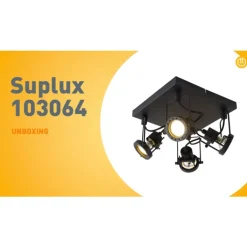 QAZQA Deckenstrahler|Aufbaustrahler*Industriespot schwarz 4-flammig - Suplux