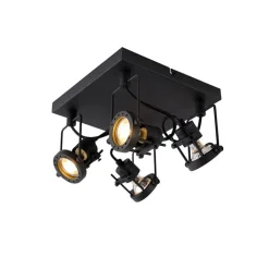 QAZQA Deckenstrahler|Aufbaustrahler*Industriespot schwarz 4-flammig - Suplux