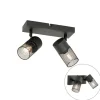 QAZQA Deckenstrahler|Aufbaustrahler*Industriespot schwarz 2-flammig verstellbar - Jim