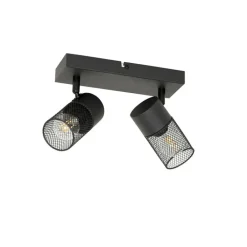 QAZQA Deckenstrahler|Aufbaustrahler*Industriespot schwarz 2-flammig verstellbar - Jim