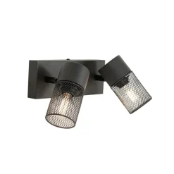 QAZQA Deckenstrahler|Aufbaustrahler*Industriespot schwarz 2-flammig verstellbar - Jim