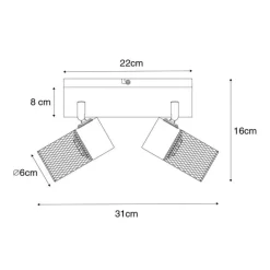 QAZQA Deckenstrahler|Aufbaustrahler*Industriespot schwarz 2-flammig verstellbar - Jim