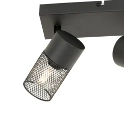 QAZQA Deckenstrahler|Aufbaustrahler*Industriespot schwarz 2-flammig verstellbar - Jim