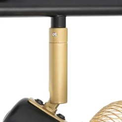 QAZQA Deckenstrahler|Aufbaustrahler*Industriespot schwarz mit goldenen 4-Lichtern - Bliss Mesh