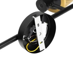 QAZQA Deckenstrahler|Aufbaustrahler*Industrie-Spot Schwarz mit Gold 2 Lichter - Kayden