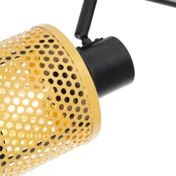 QAZQA Deckenstrahler|Aufbaustrahler*Industrie-Spot Schwarz mit Gold 2 Lichter - Kayden