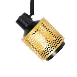 QAZQA Deckenstrahler|Aufbaustrahler*Industrie-Spot Schwarz mit Gold 2 Lichter - Kayden