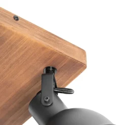 QAZQA Deckenstrahler|Aufbaustrahler*Industrie-Spot schwarz mit Holz neigbar 4-flammig - Tommy