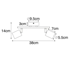 QAZQA Deckenstrahler|Aufbaustrahler*Industrie-Spot schwarz mit Holz schwenkbar 2 Lichter - Jeana