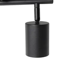 QAZQA Deckenstrahler|Aufbaustrahler*Industrie-Spot schwarz mit Holz schwenkbar 2 Lichter - Jeana