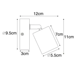 QAZQA Wandstrahler|Deckenstrahler*Industriespot schwarz mit Holz neigbar - Jeana