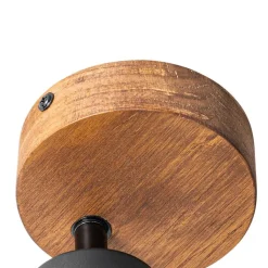 QAZQA Wandstrahler|Deckenstrahler*Industriespot schwarz mit Holz neigbar - Jeana