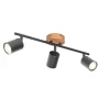 QAZQA Deckenstrahler|Aufbaustrahler*Industrie-Spot schwarz mit Holz schwenkbar 3-flammig - Jeana