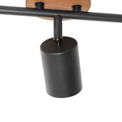 QAZQA Deckenstrahler|Aufbaustrahler*Industrie-Spot schwarz mit Holz schwenkbar 3-flammig - Jeana