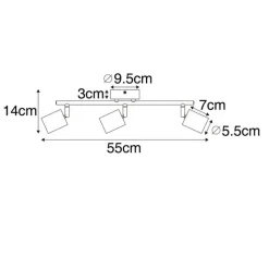 QAZQA Deckenstrahler|Aufbaustrahler*Industrie-Spot schwarz mit Holz schwenkbar 3-flammig - Jeana