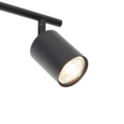 QAZQA Deckenstrahler|Aufbaustrahler*Industrie-Spot schwarz mit Holz schwenkbar 3-flammig - Jeana