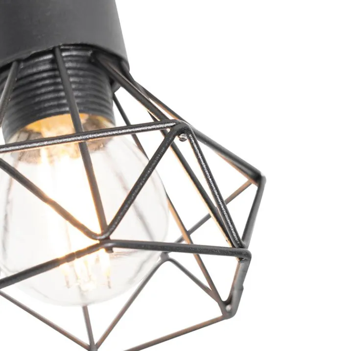 QAZQA Wandstrahler|Deckenstrahler*Industriespot schwarz mit Holz dreh- und neigbar - Mosh