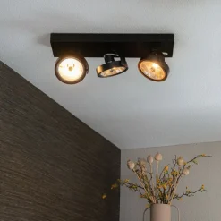 QAZQA Schlafzimmerlampen|Küchenlampen*Industrie-Spot schwarz verstellbar 3-flammig - Go