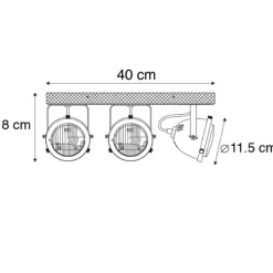 QAZQA Deckenstrahler|Aufbaustrahler*Industriespot Stahl mit Holz kippbar 3-Licht - Emado