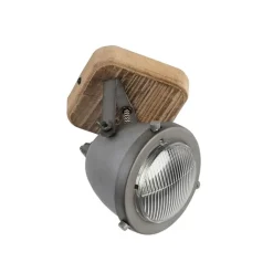 QAZQA Wandstrahler|Deckenstrahler*Industriespot Stahl mit Holz kippbar - Emado