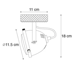 QAZQA Wandstrahler|Deckenstrahler*Industriespot Stahl mit Holz kippbar - Emado