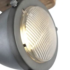 QAZQA Wandstrahler|Deckenstrahler*Industriespot Stahl mit Holz kippbar - Emado