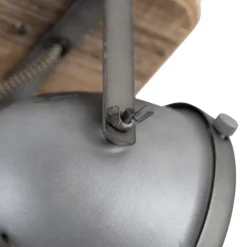 QAZQA Wandstrahler|Deckenstrahler*Industriespot Stahl mit Holz kippbar - Emado