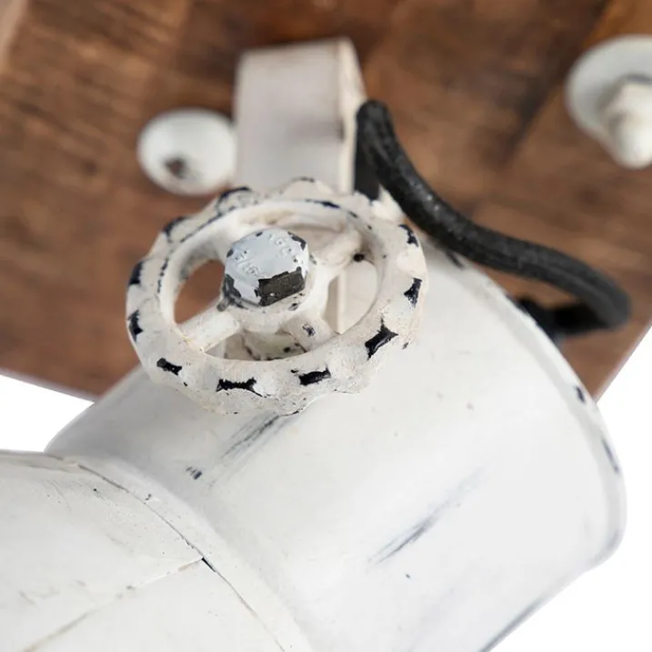 QAZQA Wandstrahler|Deckenstrahler*Industriespot weiß mit Mangoholz 18 cm - Mangos