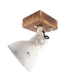 QAZQA Wandstrahler|Deckenstrahler*Industriespot weiß mit Mangoholz 18 cm - Mangos
