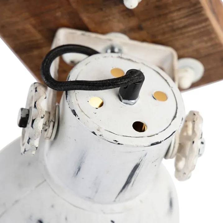 QAZQA Wandstrahler|Deckenstrahler*Industriespot weiß mit Mangoholz 18 cm - Mangos