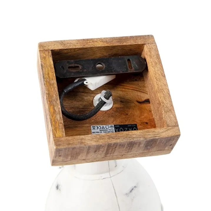 QAZQA Wandstrahler|Deckenstrahler*Industriespot weiß mit Mangoholz 18 cm - Mangos