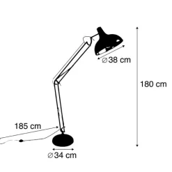 QAZQA Stehlampen|Wohnzimmerlampen*Industriestehlampe schwarz verstellbar - Hobby