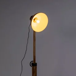QAZQA Schlafzimmerlampen|Esszimmerlampen*Industriestehlampe schwarz mit Mangoholz - Mangos