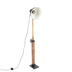 QAZQA Schlafzimmerlampen|Esszimmerlampen*Industriestehlampe schwarz mit Mangoholz - Mangos