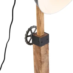 QAZQA Schlafzimmerlampen|Esszimmerlampen*Industriestehlampe schwarz mit Mangoholz - Mangos