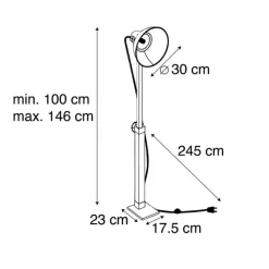 QAZQA Schlafzimmerlampen|Esszimmerlampen*Industriestehlampe schwarz mit Mangoholz - Mangos
