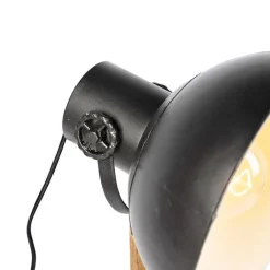 QAZQA Schlafzimmerlampen|Esszimmerlampen*Industriestehlampe schwarz mit Mangoholz - Mangos
